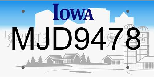 MJD9478 Iowa License Plate