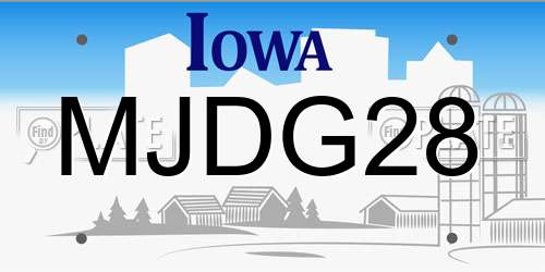 MJDG28 Iowa License Plate