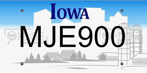 MJE900 Iowa License Plate