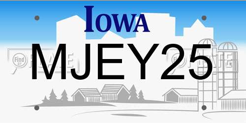 MJEY25 Iowa License Plate
