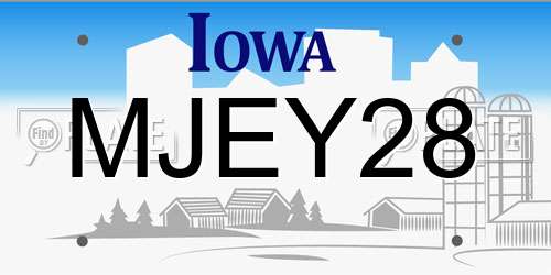 MJEY28 Iowa License Plate