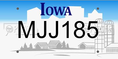 MJJ185 Iowa License Plate
