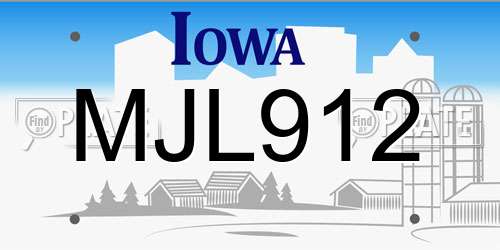 MJL912 Iowa License Plate