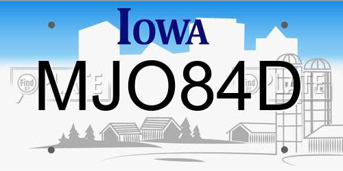 MJO84D Iowa License Plate