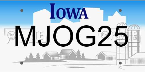 MJOG25 Iowa License Plate
