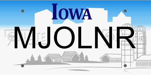 MJOLNR Iowa License Plate