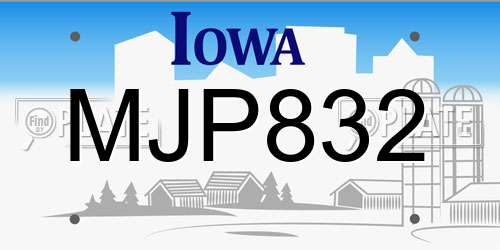 MJP832 Iowa License Plate