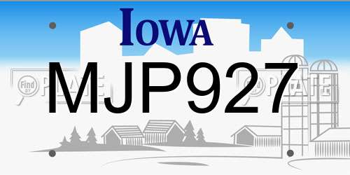 MJP927 Iowa License Plate
