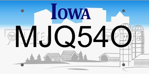 MJQ54O Iowa License Plate