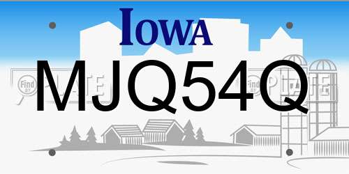 MJQ54Q Iowa License Plate