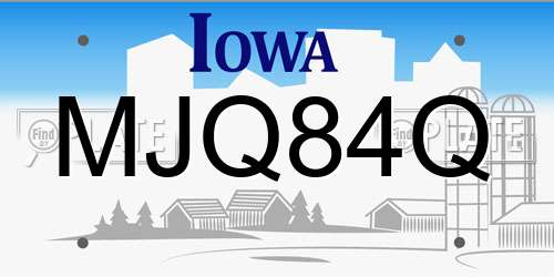 MJQ84Q Iowa License Plate