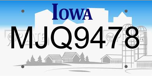 MJQ9478 Iowa License Plate