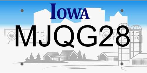 MJQG28 Iowa License Plate