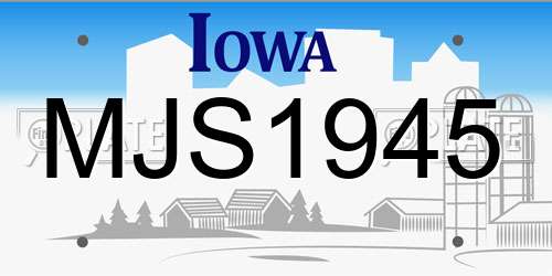 MJS1945 Iowa License Plate