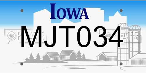 MJT034 Iowa License Plate