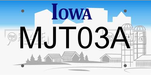 MJT03A Iowa License Plate