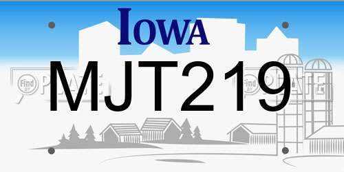 MJT219 Iowa License Plate