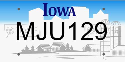MJU129 Iowa License Plate