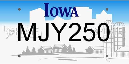 MJY250 Iowa License Plate
