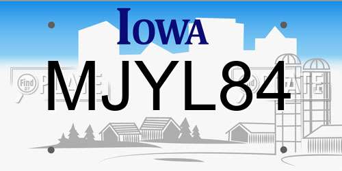MJYL84 Iowa License Plate