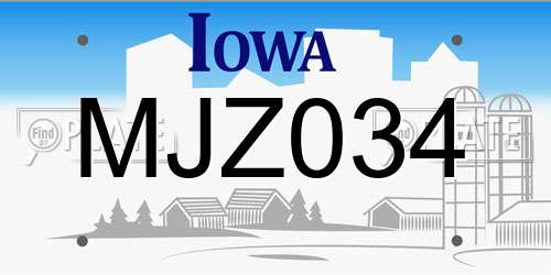 MJZ034 Iowa License Plate