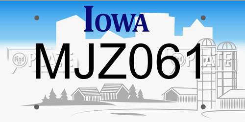 MJZ061 Iowa License Plate
