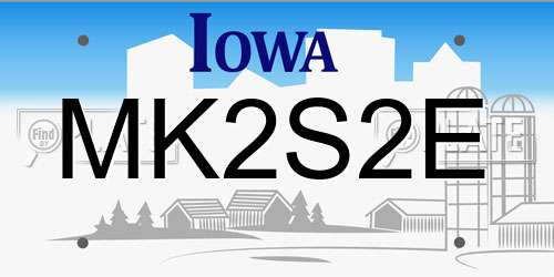 MK2S2E Iowa License Plate