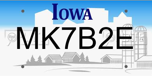 MK7B2E Iowa License Plate