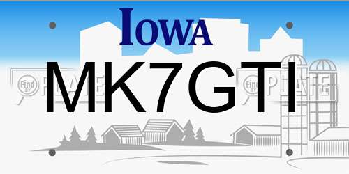MK7GTI Iowa License Plate