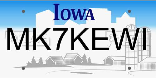 MK7KEWI Iowa License Plate