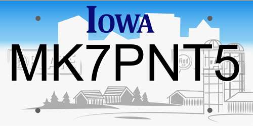 MK7PNT5 Iowa License Plate