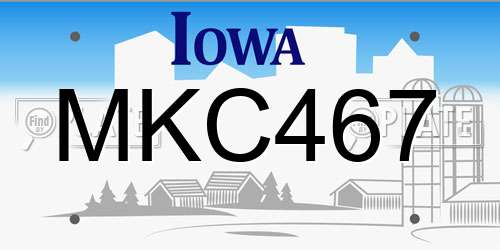 MKC467 Iowa License Plate