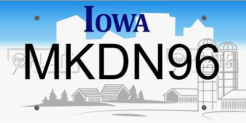 MKDN96 Iowa License Plate
