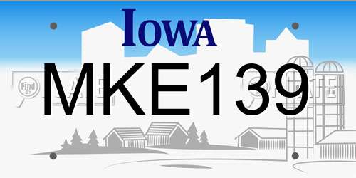 MKE139 Iowa License Plate