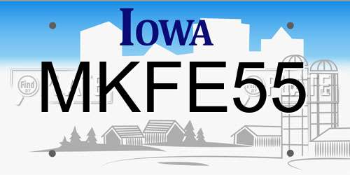 MKFE55 Iowa License Plate
