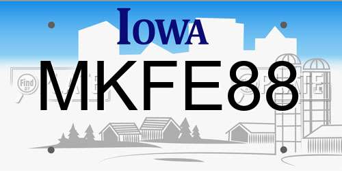 MKFE88 Iowa License Plate