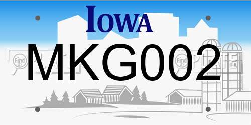 MKG002 Iowa License Plate