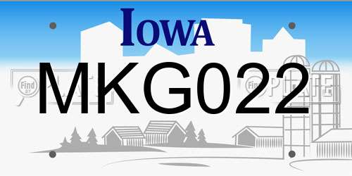 MKG022 Iowa License Plate