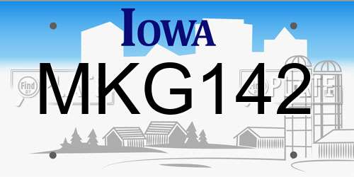 MKG142 Iowa License Plate