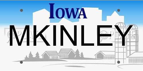 MKINLEY Iowa License Plate