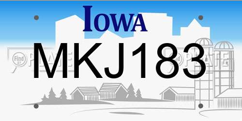 MKJ183 Iowa License Plate