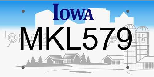 MKL579 Iowa License Plate