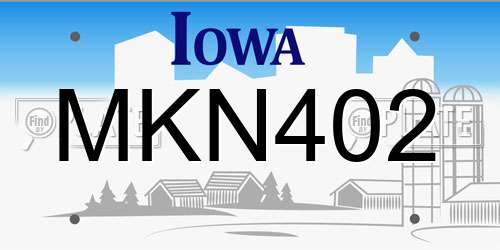 MKN402 Iowa License Plate