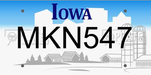 MKN547 Iowa License Plate
