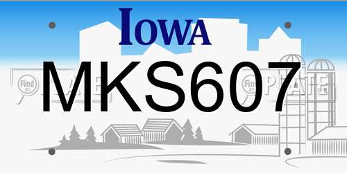 MKS607 Iowa License Plate