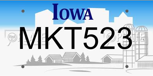MKT523 Iowa License Plate