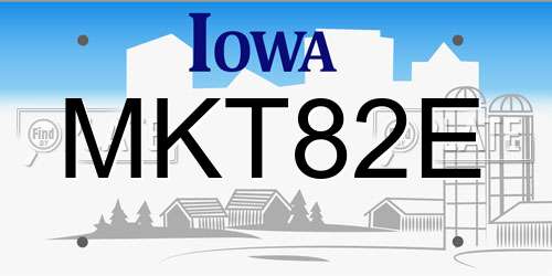 MKT82E Iowa License Plate