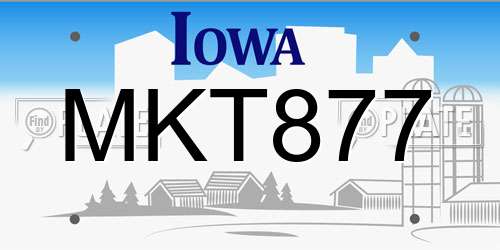 MKT877 Iowa License Plate