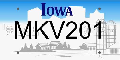 MKV201 Iowa License Plate