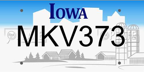 MKV373 Iowa License Plate